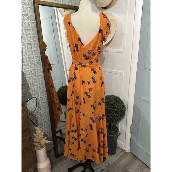 BORGO DE NOR Orange Isadora Ruffled Dress UK Size 12 US 8 - Picture 7 of 13